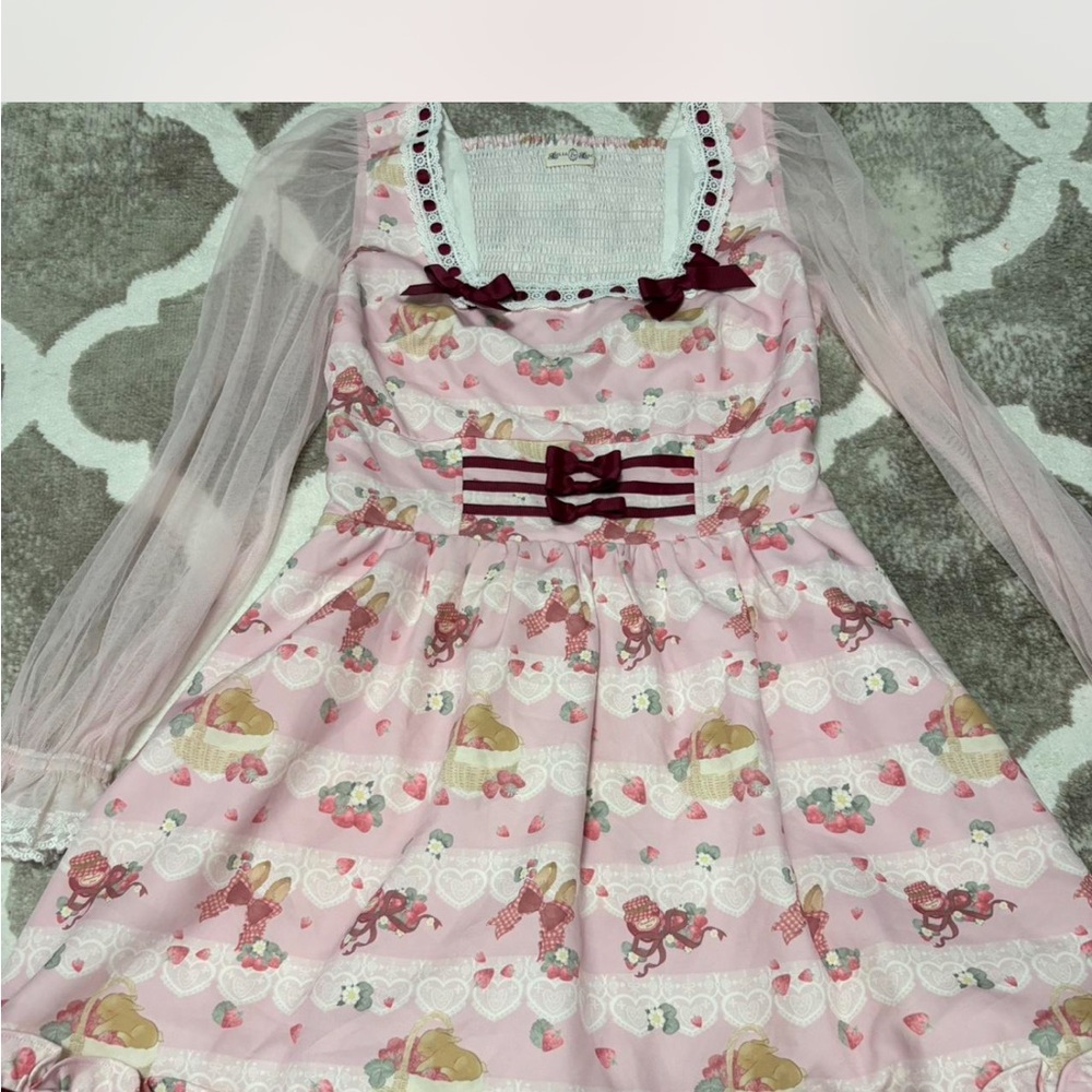 ILIA Pink and White Dress with Sheer Sleeves